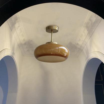 French Medieval Light Memphis Brass Glass Ceiling Lamp -labpiecesign