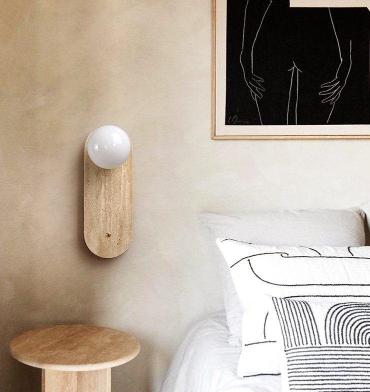 Yellow Cave Stone Wall Lamp Japanese Style Wabi-Sabi Style Bedside Wall Lamp-labpiecesign