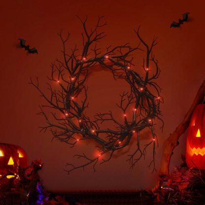 Halloween Dry Twig Garland Halloween Decoration Dlowing Black Tree Branches-labpiecesign
