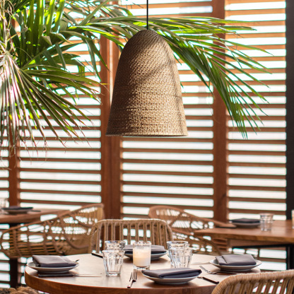 Big Sur Coastal Interior Design  Rattan Pendant Light-labpiecesign