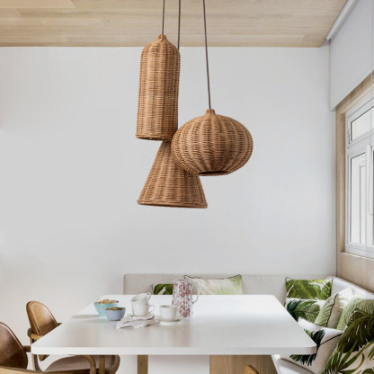Japanese Rattan Dining Room Wabi-sabi Ratten Home Decor Pendant Light-labpiecesign