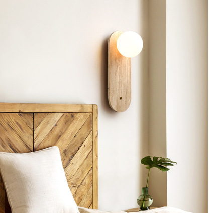 Yellow Cave Stone Wall Lamp Japanese Style Wabi-Sabi Style Bedside Wall Lamp-labpiecesign