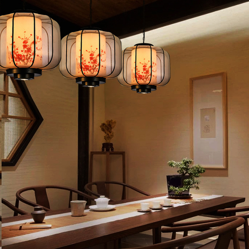 New Chinese Style Plum Blossom Lantern Hand-painted lantern-shaped Restaurant Pendant Light-labpiecesign