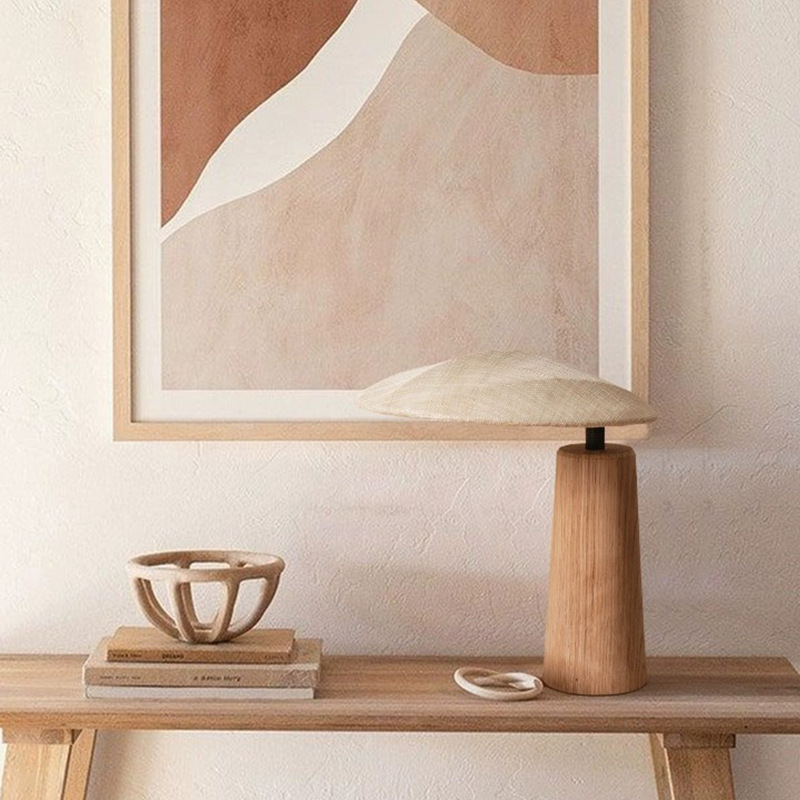 Wabi-sabi Table Lamp Simple Solid Wood Bedroom Bedside Desk Lamp-labpiecesign