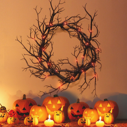 Halloween Dry Twig Garland Halloween Decoration Dlowing Black Tree Branches-labpiecesign