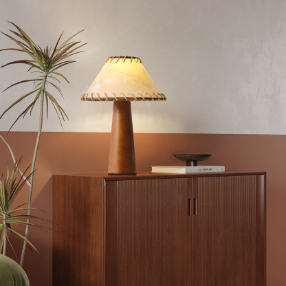 Japanese Retro Solid Wood Wabi Sabi Style Personalized Parchment Lamp-labpiecesign