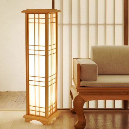 Retro Floor Lamp Rectangular Wooden Tatami Table Lamp For Bedroom-labpiecesign