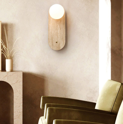 Yellow Cave Stone Wall Lamp Japanese Style Wabi-Sabi Style Bedside Wall Lamp-labpiecesign