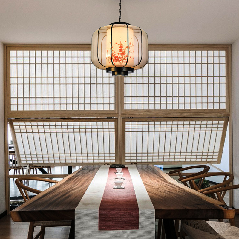 New Chinese Style Plum Blossom Lantern Hand-painted lantern-shaped Restaurant Pendant Light-labpiecesign