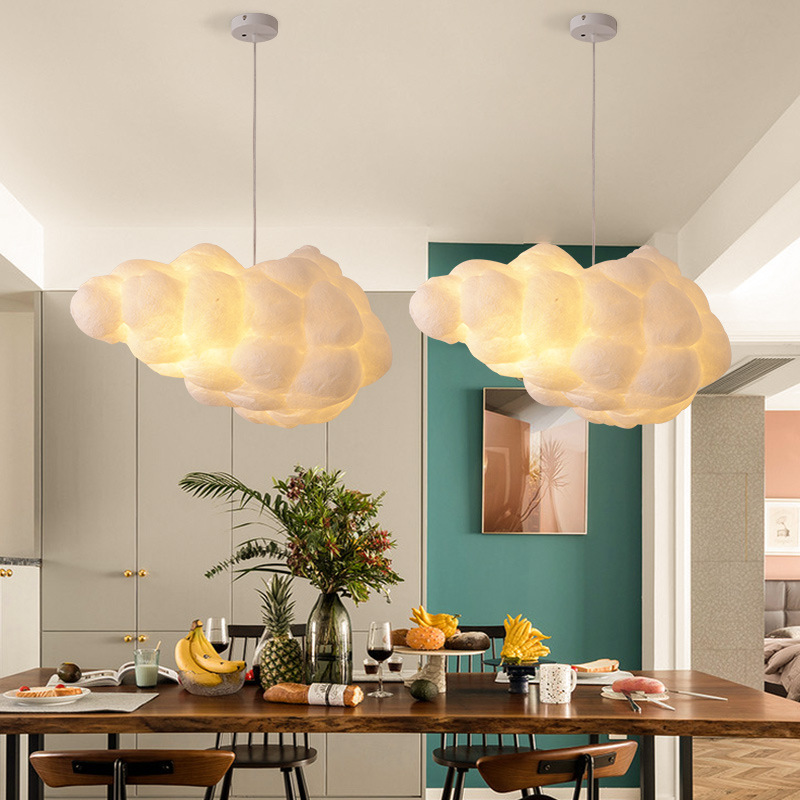 Contemporary Style Cloud Pendant Light Fixture Cotton 1/2/4-Light Dining Room Ceiling light-labpiecesign