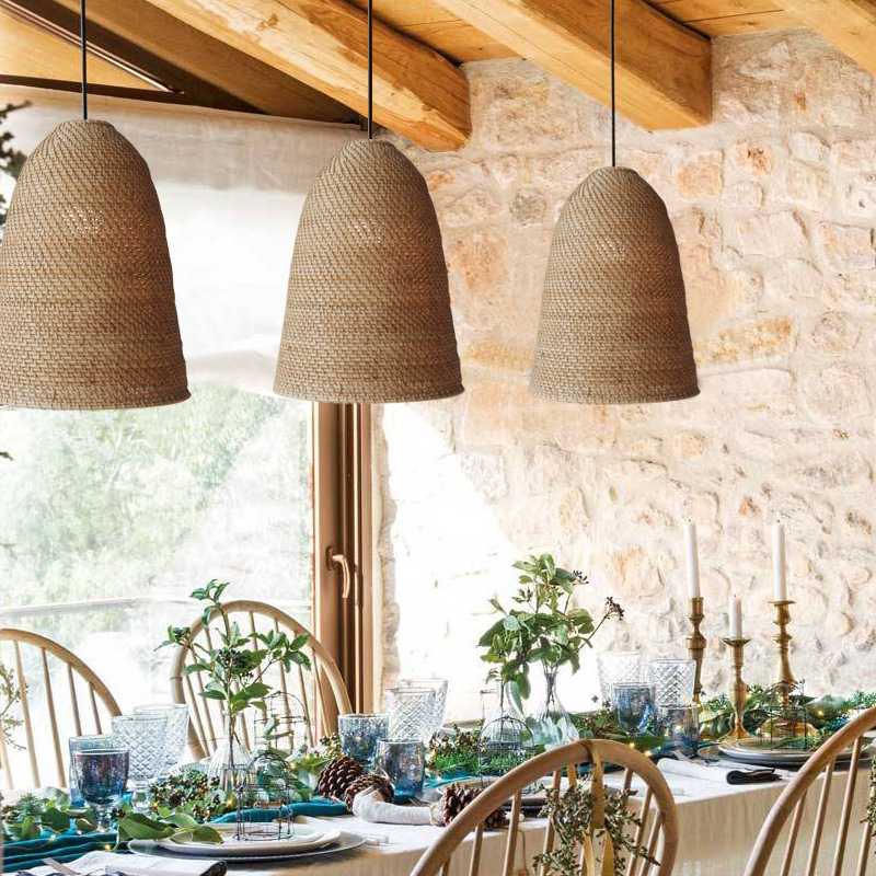 Big Sur Coastal Interior Design  Rattan Pendant Light-labpiecesign