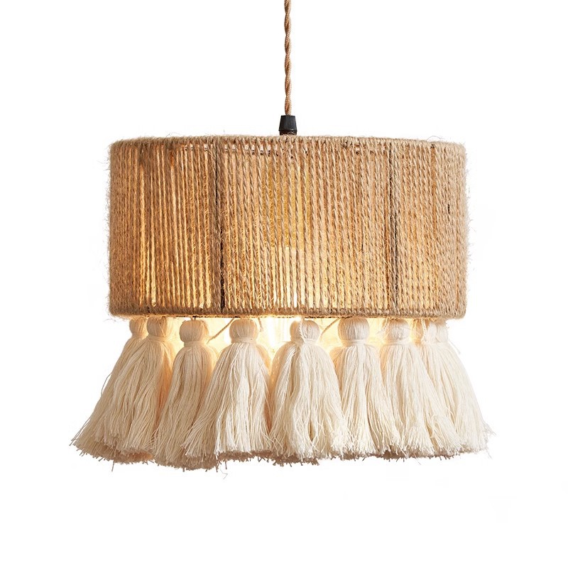 Bohemian tassel handmade hemp rope pendant light