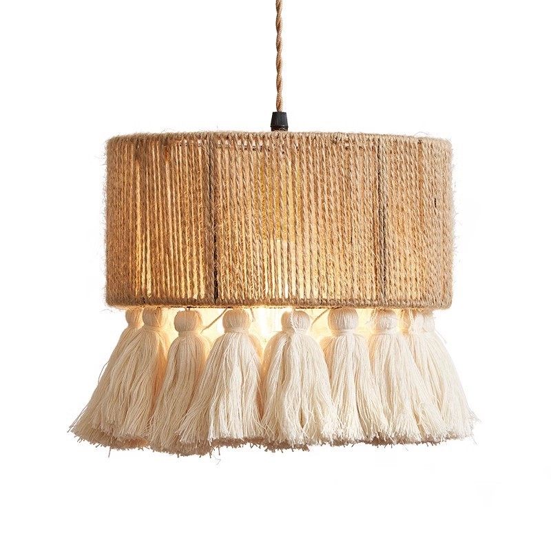 Bohemian tassel handmade hemp rope pendant light-labpiecesign