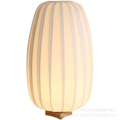 Simple Solid Wood Medieval Table Lamp Pleated Bedside Lamp-labpiecesign