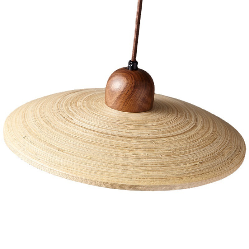 Japanese-style wabi-sabi style retro Nordic solid wood bedside pendant light for bedroom -labpiecesign