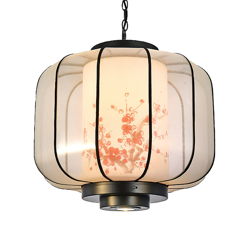 New Chinese Style Plum Blossom Lantern Hand-painted lantern-shaped Restaurant Pendant Light-labpiecesign