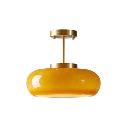 French Medieval Light Memphis Brass Glass Ceiling Lamp -labpiecesign