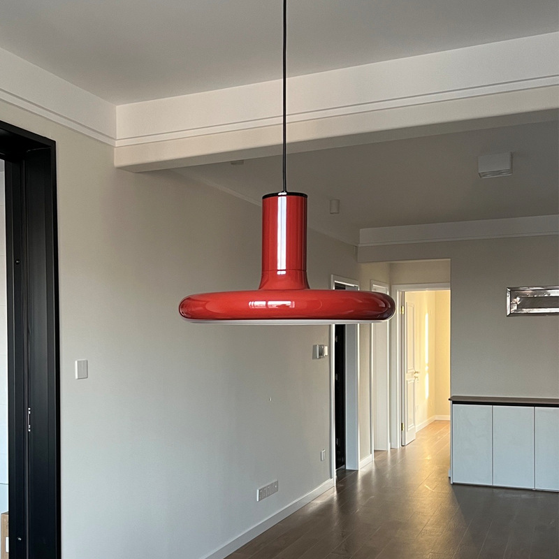 Nordic Creative Medieval Red Flying Saucer Lamp For Dining Room Modern Pendant Light