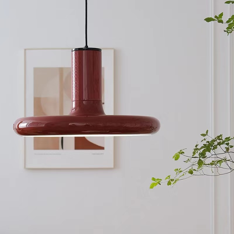 Nordic Creative Medieval Red Flying Saucer Lamp For Dining Room Modern Pendant Light