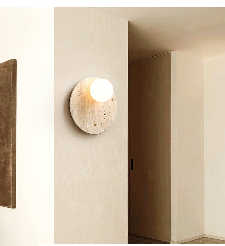 Yellow Cave Stone Wall Lamp Japanese Style Wabi-Sabi Style Bedside Wall Lamp-labpiecesign