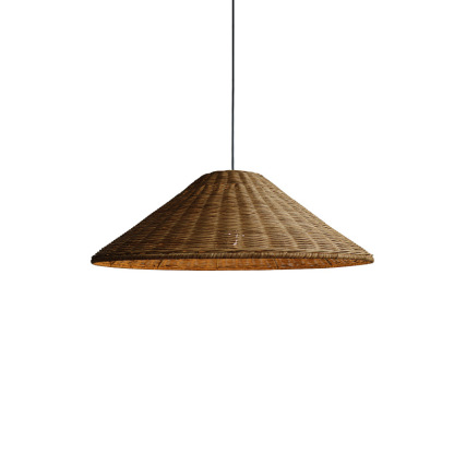 Retro Woven Rattan Cone Umbrella Rattan Pendant Light-labpiecesign
