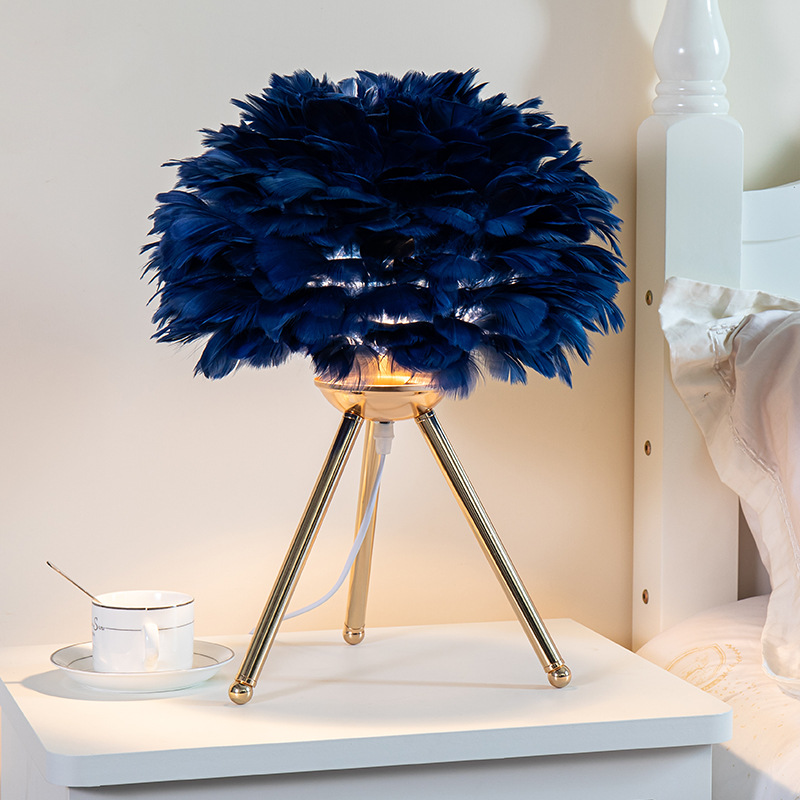 Feather Table Lamp Bedroom Ins Bedside Lamp Decorative lights