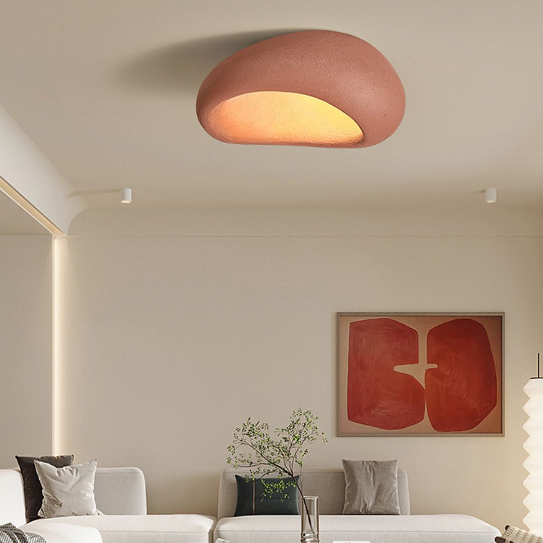 Wabi-sabi Style Resin Ceiling Lamp Japanese Style Master Bedroom Ceiling  Light