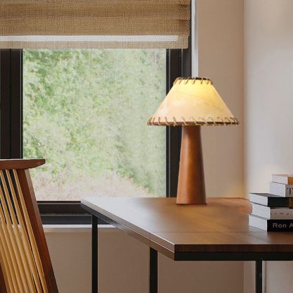 Japanese Retro Solid Wood Wabi Sabi Style Personalized Parchment Lamp-labpiecesign