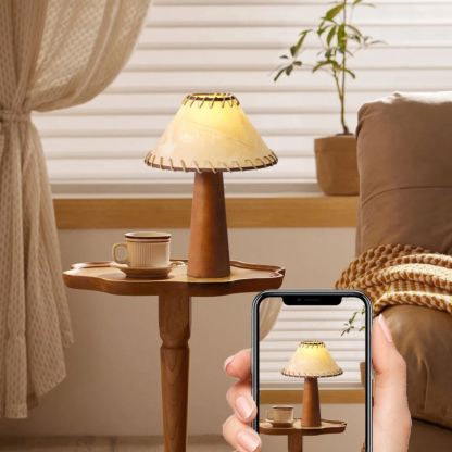 Japanese Retro Solid Wood Wabi Sabi Style Personalized Parchment Lamp-labpiecesign
