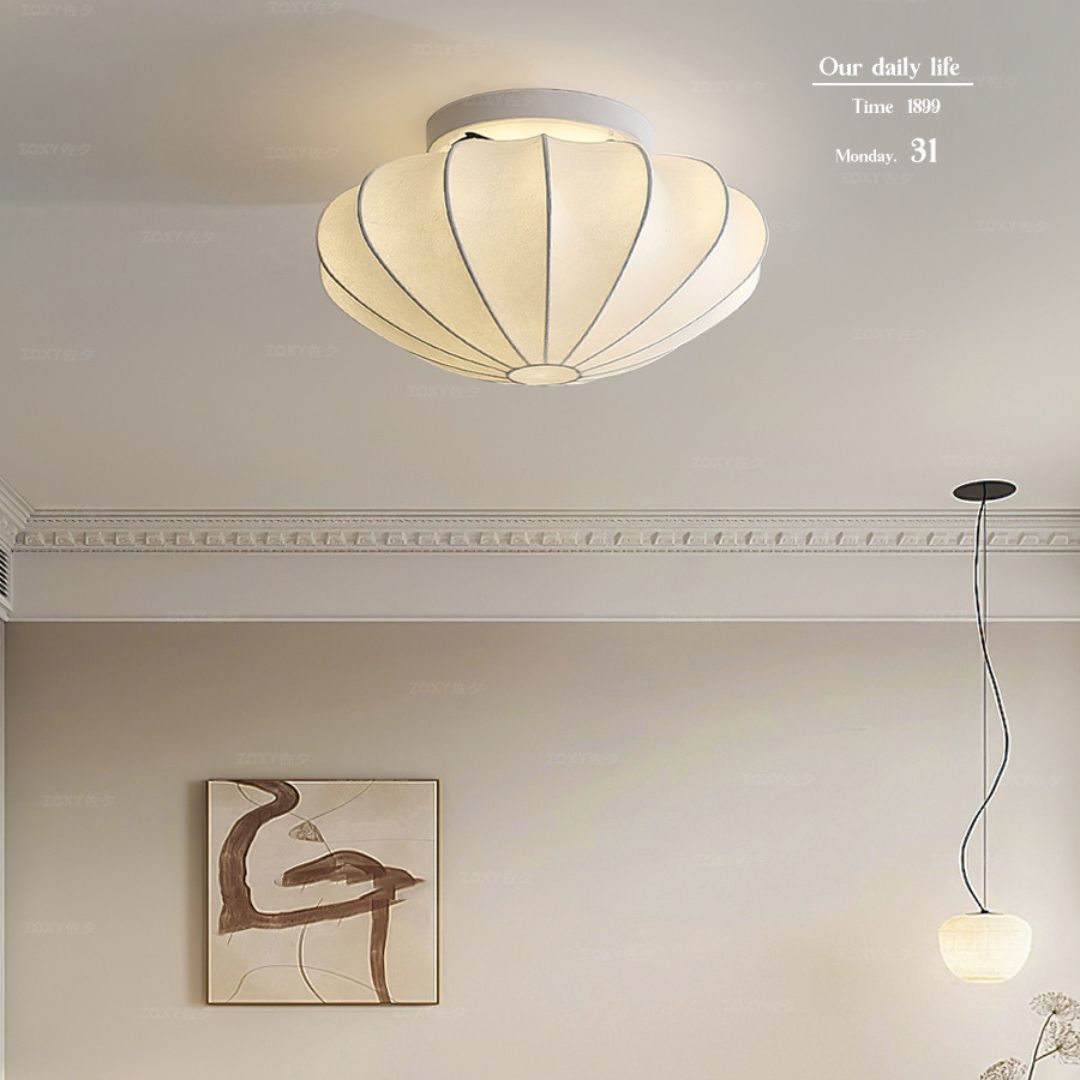 Silk Ceiling Lamp Japanese Wabi-Sabi Style Ceiling Light