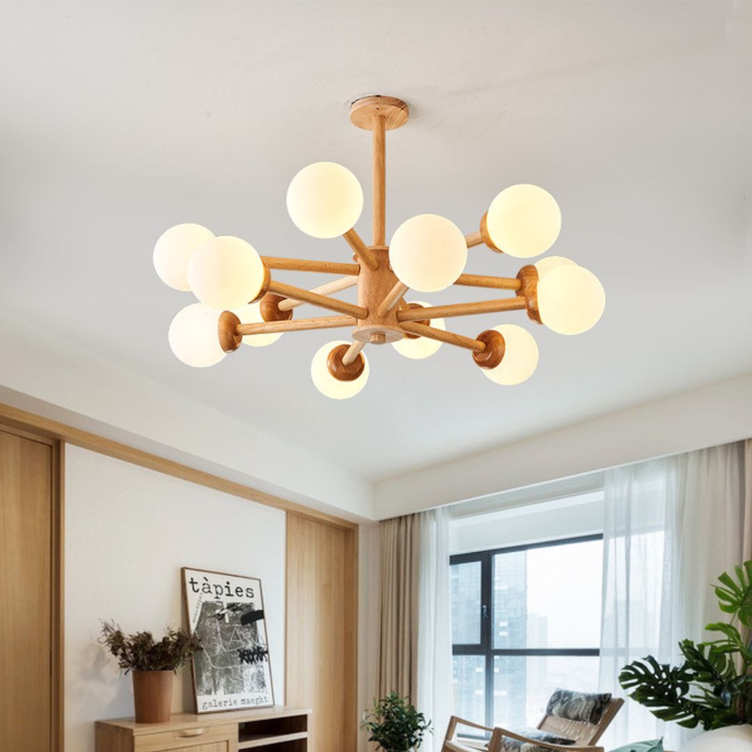 New Japanese Style Living Room Bedroom Crude Wood Ceiling Lamp