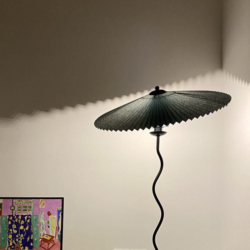 Nordic Danish Retro Pleated Umbrella Vintage Fabric Floor Lamp