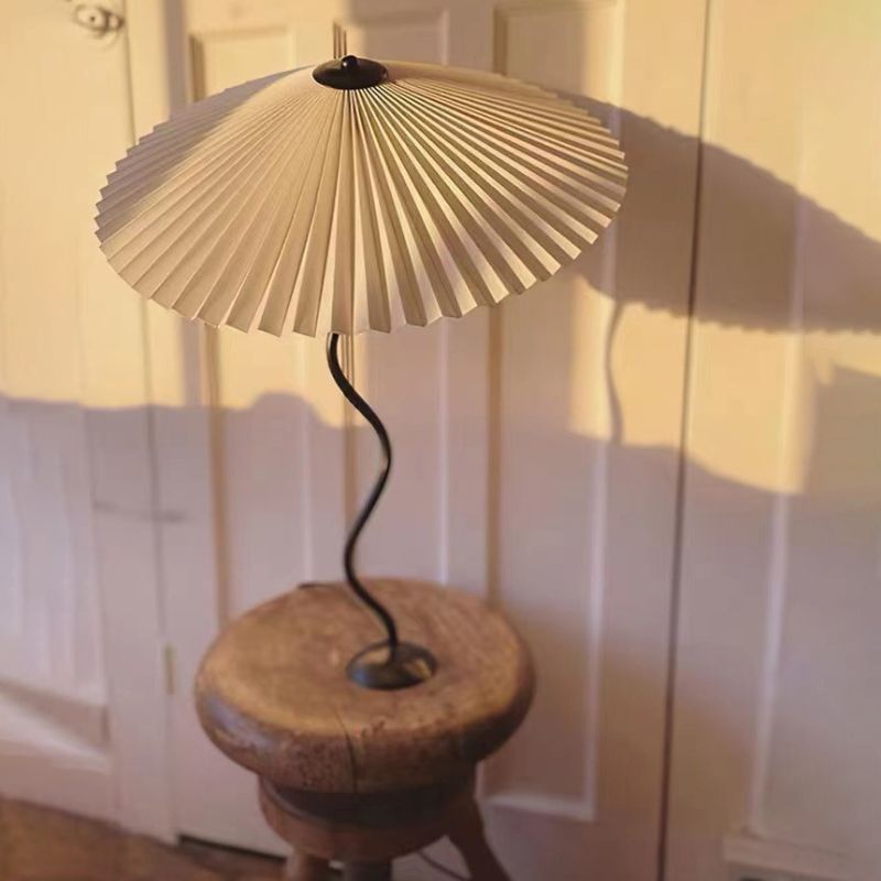 Nordic Danish Retro Pleated Umbrella Vintage Fabric Floor Lamp