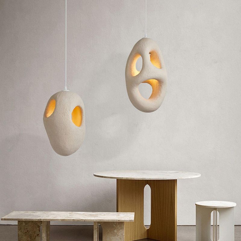 Japanese Wabi-Sabi Style Creative Retro Resin Sculpture Light For Living Room