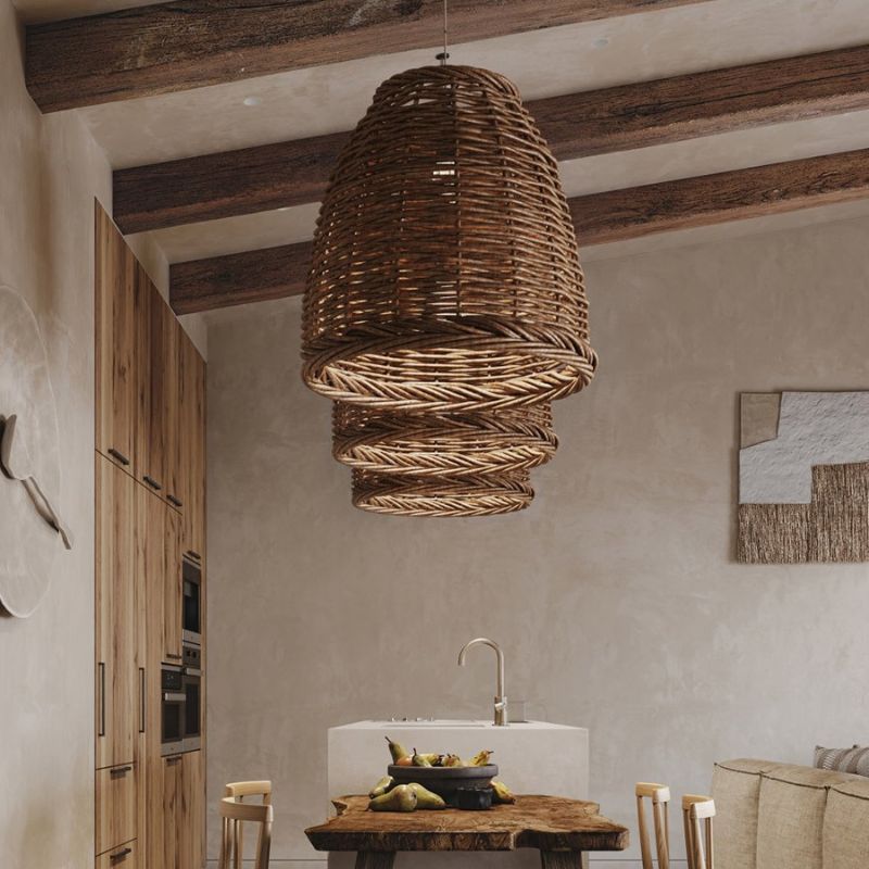 Wabi Sabi Style Retro Pastoral Restaurant Rattan Pendant Light-labpiecesign