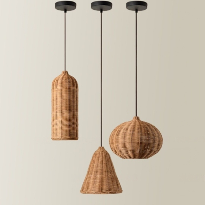 Japanese Rattan Dining Room Wabi-sabi Ratten Home Decor Pendant Light-labpiecesign