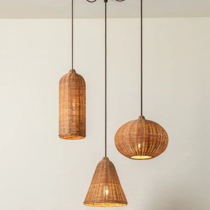Japanese Rattan Dining Room Wabi-sabi Ratten Home Decor Pendant Light-labpiecesign