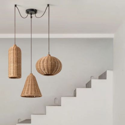 Japanese Rattan Dining Room Wabi-sabi Ratten Home Decor Pendant Light-labpiecesign