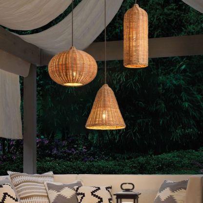 Japanese Rattan Dining Room Wabi-sabi Ratten Home Decor Pendant Light-labpiecesign