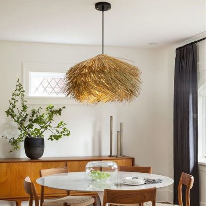Japanese Wabi-Sabi Rattan Living Room Chandelier Retro Straw Lamp-labpiecesign
