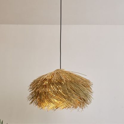 Japanese Wabi-Sabi Rattan Living Room Chandelier Retro Straw Lamp-labpiecesign