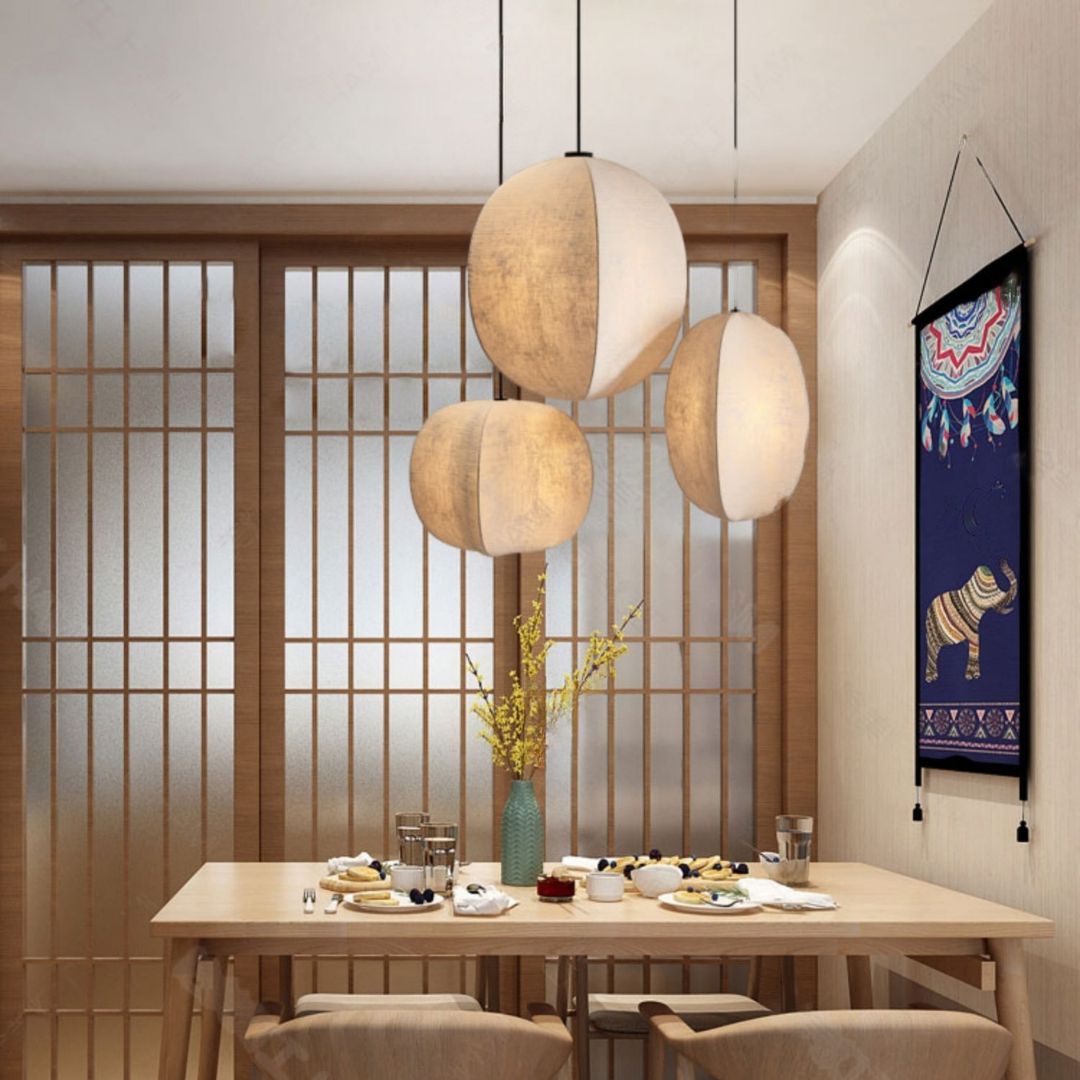 Japanese Style Wabi-sabi Style Pendant Light Fabric Pendant Lamp