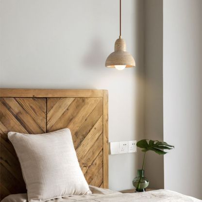 Japanese Style Wabi-sabi Style Bedroom Yellow Travertine Bedside Pendant Light-labpiecesign