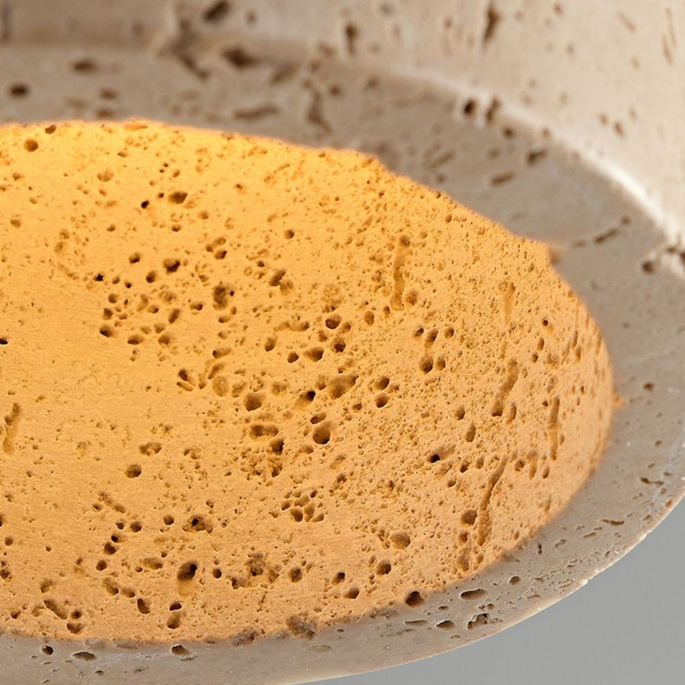 Wabi-Sabi Style Travertine Stone Ceiling Light - Modern Minimalist, Japanese Inspired, E27 Bulb (Bulb Not Included)