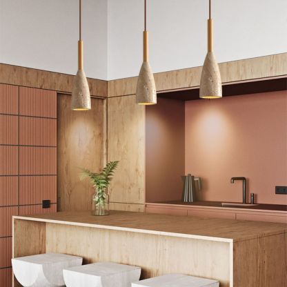 Japanese Style Wabi-sabi Style Bedroom Yellow Travertine Bedside Pendant Light-labpiecesign