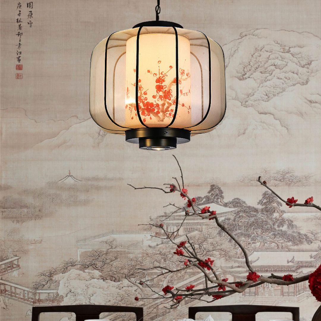 New Chinese Style Plum Blossom Lantern Hand-painted lantern-shaped Restaurant Pendant Light-labpiecesign