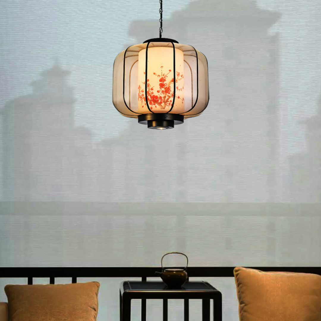 New Chinese Style Plum Blossom Lantern Hand-painted lantern-shaped Restaurant Pendant Light-labpiecesign