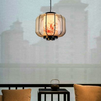 New Chinese Style Plum Blossom Lantern Hand-painted lantern-shaped Restaurant Pendant Light-labpiecesign