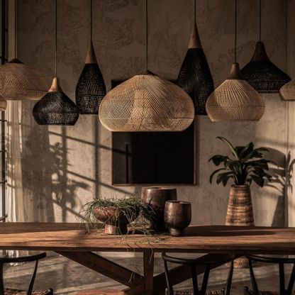 Japanese Style Wabi-sabi Style Rattan Drum Lamp-labpiecesign
