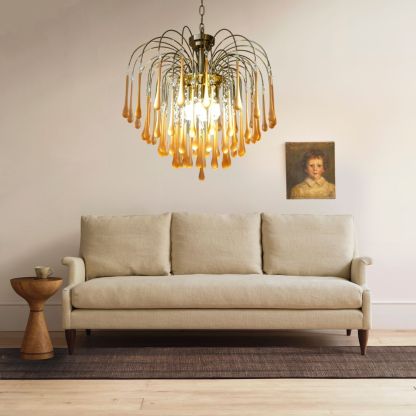 Italian Retro Water Drop French Snot Lamp Light Luxury Glass Chandelier-labpiecesign